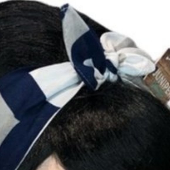 Blue, Silver and White Geometric Zig Zag Bandana Tie Headband - Picture 10 of 13